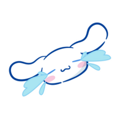 The Sanrio mascot Cinnamonroll. In this image he is laying down with dramatically styled tears pouring from his eyes and a fed up expression.