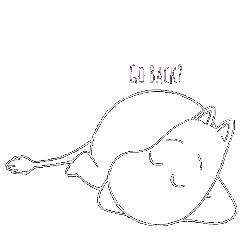 Moomin, from the series of the same name. He's a round hippo-like creature. He is curled up. Sleeping soundly like a cat. His belly is moving up and down. His ear is flicking slightly. Clicking this image will re-direct you to the top of the page.